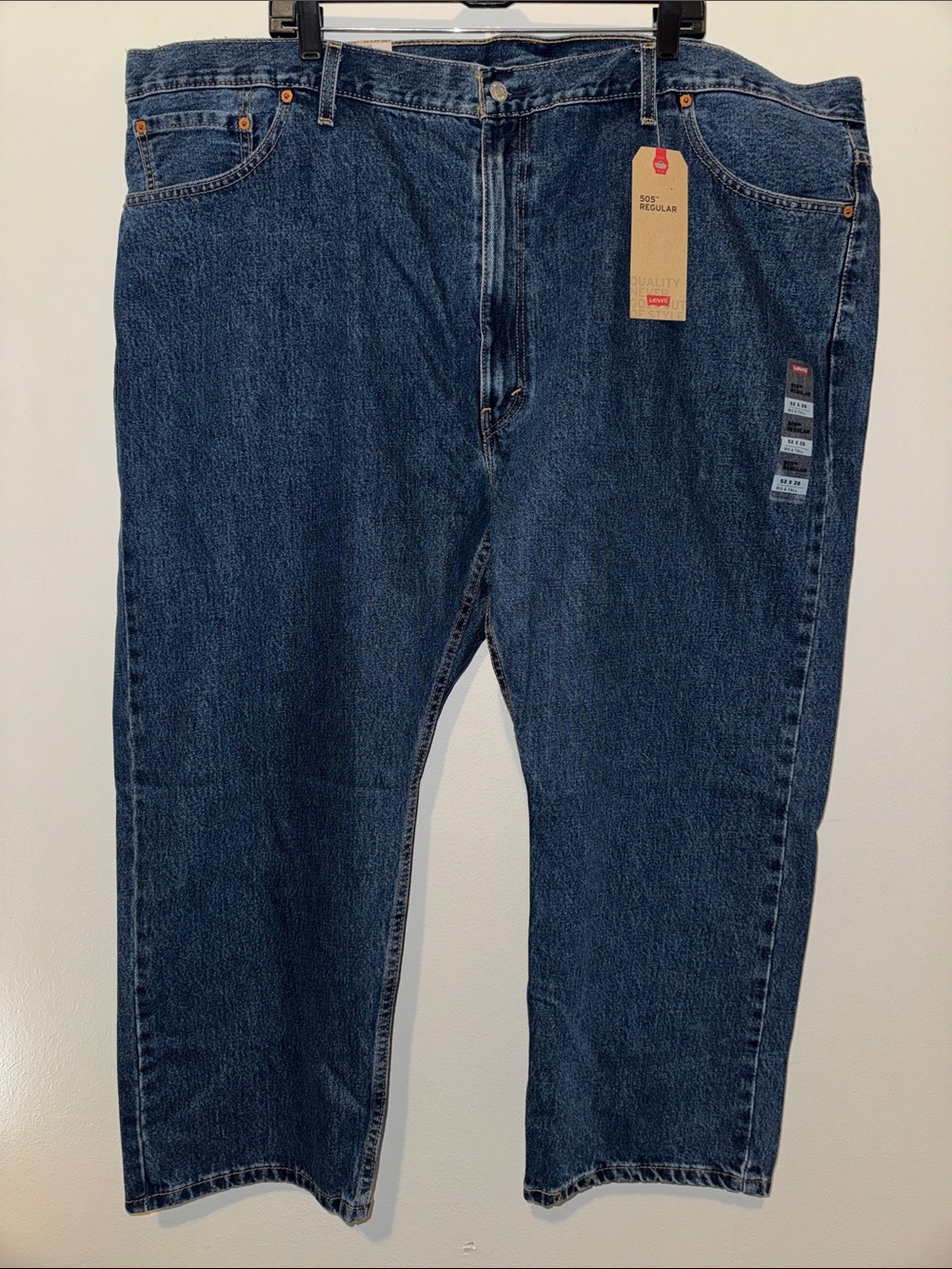 NWT Levi's 505 Regular 52 x 28 B&T Men's Dark Blue Relaxed Fit Big & Tall Jeans